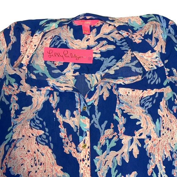 Lilly Pulitzer Natalie Coverup Borealis Blue Size L – NWT - Picture 2 of 4